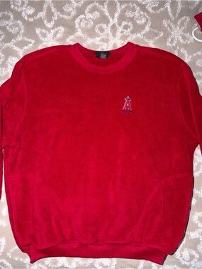 Antigua Red Crewneck Sweater with Embroidered Logo